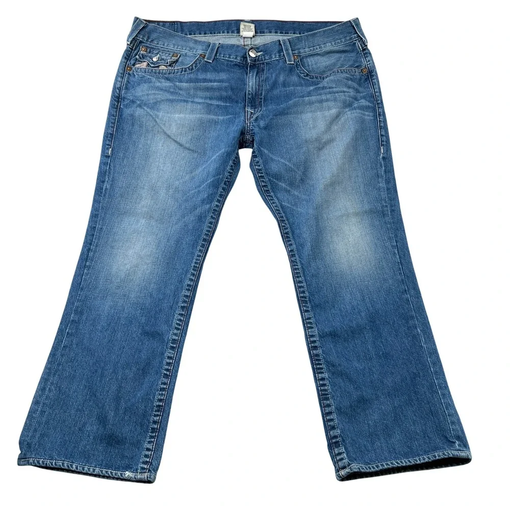 True Religion‎ Section Straight Jeans Size 44 Blue Mens Y2K Embroidered Baggy